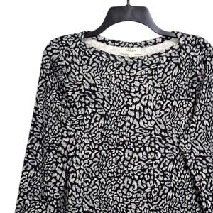Style Co Top Womens M Black White Printed Supima Cotton 3/4 Split Sleeve Casual